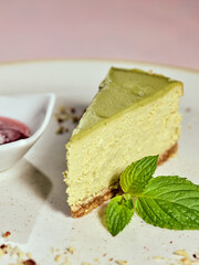 Matcha Cheesecake Closeup