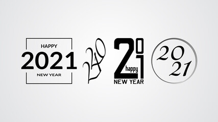 set of 2021 happy new year text logo vector design