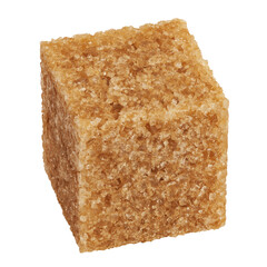 Brown cane sugar cube isolated on white background, clipping path, full depth of field