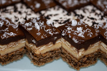 homemade cakes with coconut and chocolate