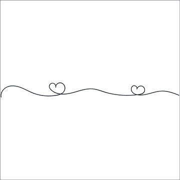 Hand drawn heart line art banner background transparent isolated