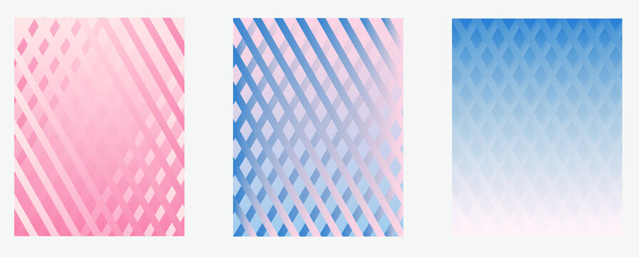 Vector set of abstract logos, textures or wallpapers design templates. Gradient lines parallel to each other on a background of gentle colors.