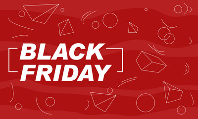 Black Friday shapes. Red background. Vector.