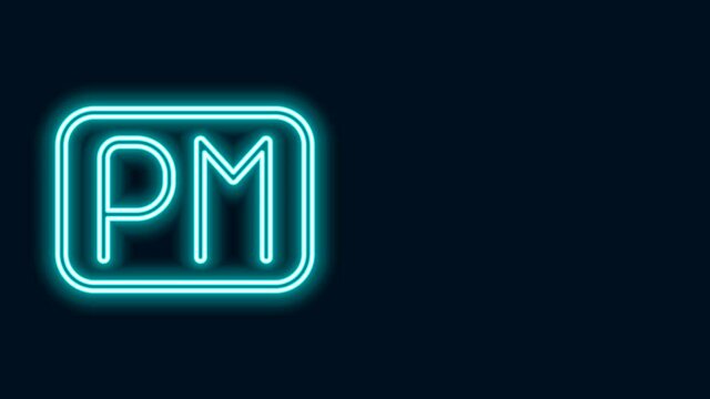 Glowing neon line Day time icon isolated on black background. Time symbol. 4K Video motion graphic animation