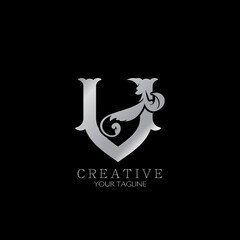 Creative V Letter Luxury Initial Nature Tropical Leaf logo Icon, monogram vector design concept nature vintage.