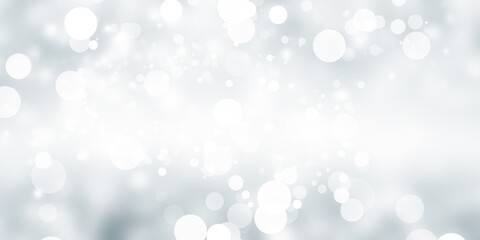 Plakat white snow blur abstract background. Bokeh Christmas blurred beautiful shiny Christmas lights