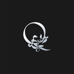 Luxury Letter Q Logo Icon, Monogram vector design concept abstract nature floral letter with leaf ornament