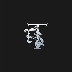 Luxury Letter T Logo Icon, Monogram vector design concept abstract nature floral letter with leaf ornament