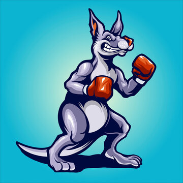 strong kangaroo wear boxing gloves illustrations for your work Logo merchandise clothing line, stickers and poster, greeting cards advertising business company or brands