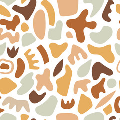 Hand drawn various shapes. Abstract contemporary seamless pattern. Modern trendy illustration. Perfect for textile print