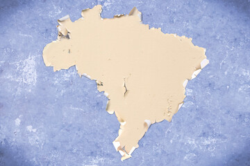 Unusual map of the Brazil, map from cracked plaster