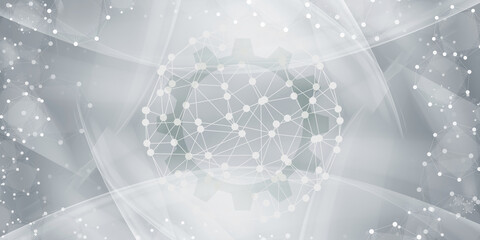 Gray halftone pattern with white line motion and network connection backdrop wallpaper. Clean Grey geometric background.