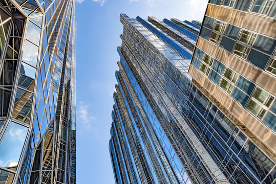 Buildings with reflection in financial downtown district in Pittsburgh, Pennsylvania, USA