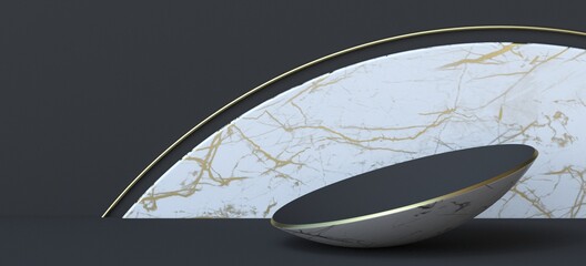 Abstract background black golden plate 3D