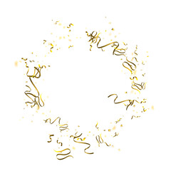 Holiday Serpentine. Gold Foil Streamers Ribbons.
