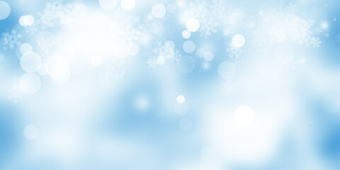 white bokeh blur background / Circle light on blue background / abstract light background