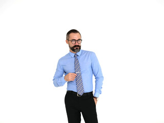 Business men stand cool on white background