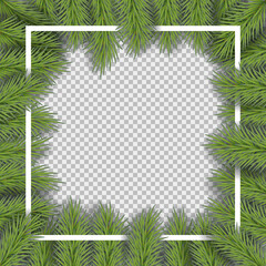 Fototapeta na wymiar Vector christmas frame with pine branches with space for design.