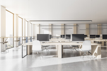 Luxury office interior with many computers
