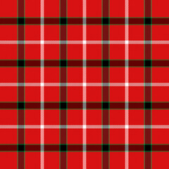 Christmas and new year tartan plaid. Scottish pattern in black, red and green cage. Scottish cage. Traditional Scottish checkered background. Seamless fabric texture. Vector illustration