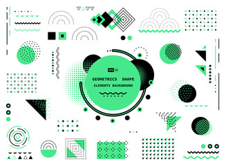 Abstract design of memphis black and black geometric shape modern cover design. illustration vector eps10