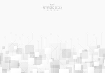 Abstract square gray and white vector technology with halftone background. illustration vector eps10