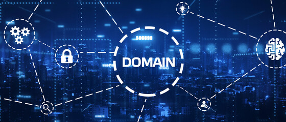 Business, Technology, Internet and network concept. virtual screen of the future and sees the inscription: Domain