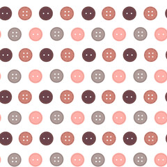 Button pattern. Vector illustration isolated on white background. For scrapbooking, packaging, fabric and decoration. Pastel shades.