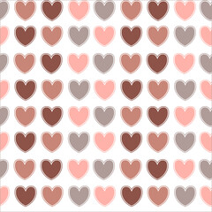 Pattern with pastel hearts. Vector illustration isolated on white background.. For scrapbooking, packaging, fabric and decor. Pastel shades.