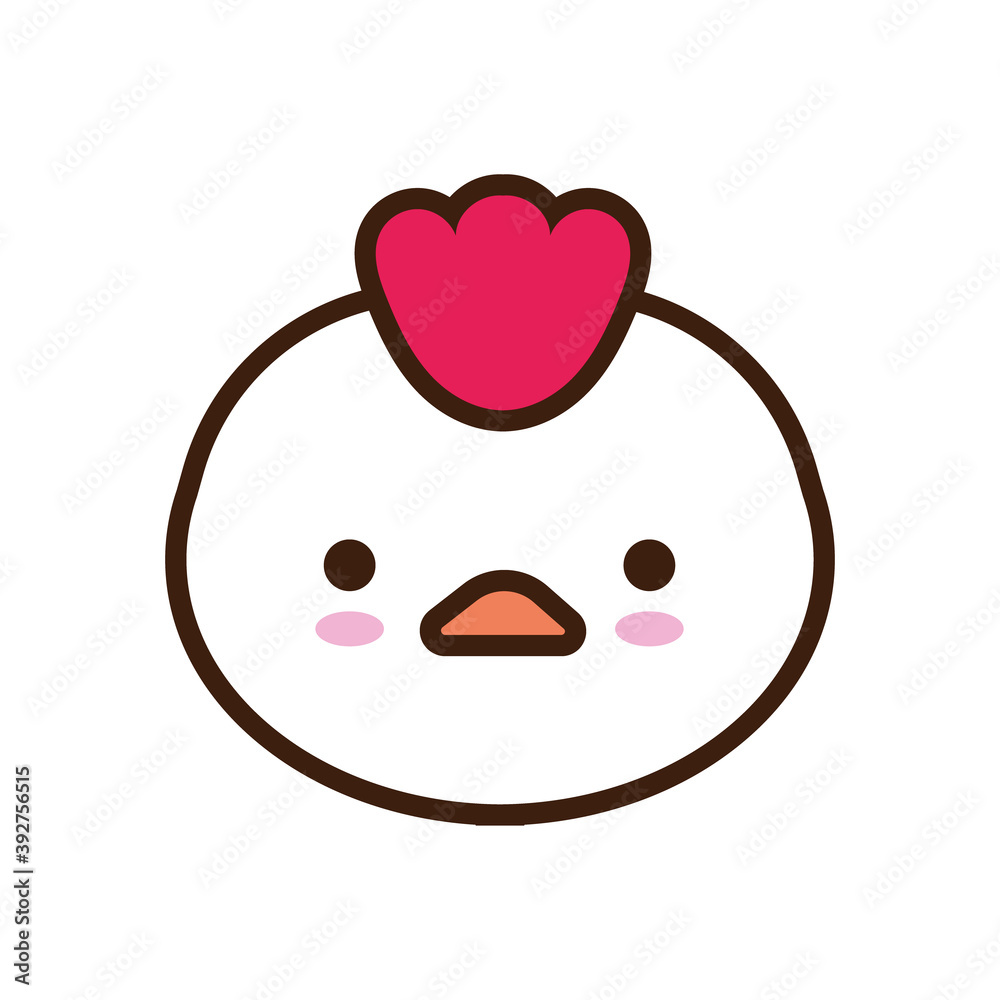 Canvas Prints cute little hen kawaii animal line and fill style