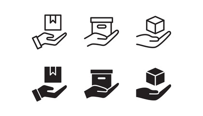 Hand with box icon set. Vector graphic illustration. Suitable for website design, logo, app, template, and ui. 