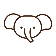 cute little elephant kawaii animal line style