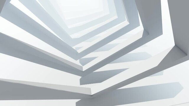 White frames, a futuristic empty white corridor with bright light
