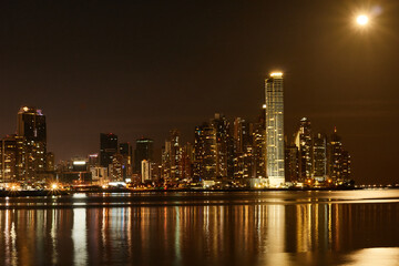 Fototapeta na wymiar Panama city and moon