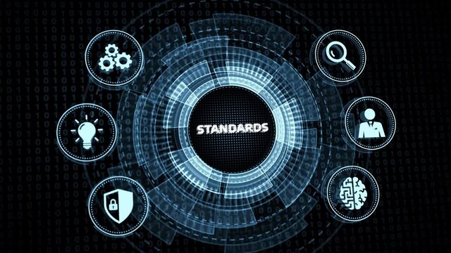 Standards compliant check, Quality assurance and control. Business and technology concept.