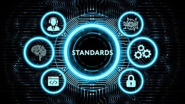 Standards compliant check, Quality assurance and control. Business and technology concept.