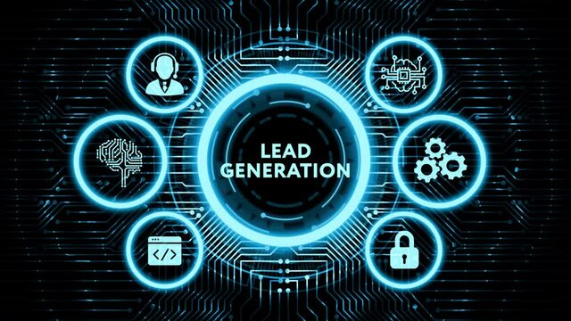Business, technology, internet and networking concept. Young entrepreneur showing keyword: Lead generation