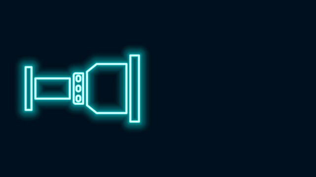 Glowing neon line Pipe adapter icon isolated on black background. Plumbing pipeline parts of different shapes. 4K Video motion graphic animation