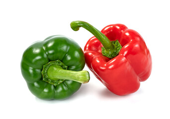 red green sweet bell pepper isolated on white background