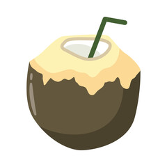 tropical coconut cocktail flat style icon