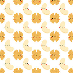 Kawaii Cartoon Cashew and Walnut.