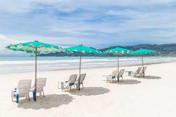 Chairs And Umbrella on the Beach.