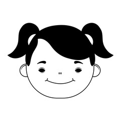 happy little girl head character line style