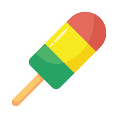 delicious ice cream in stick flat style icon