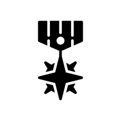 medal icon in glyph style isolated on white background. EPS 10