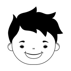 happy little boy head character line style