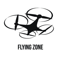 Flying quadcopter drone logo, isolated vector illustration  Design for stickers, logo, web and mobile app.