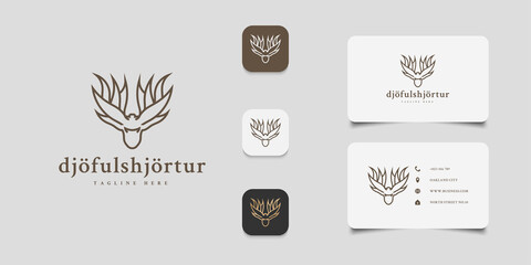 Demon deer with ten horns for your identity or business logo