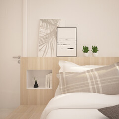 Modern minimalist Japanese platform master bedroom. Place your bed on a platform. 