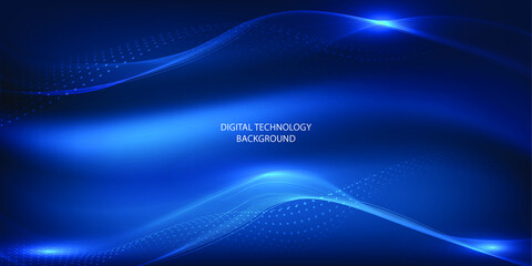 Flutter wave of points and lines connecting abstract blue futuristic background.Vector illustration.